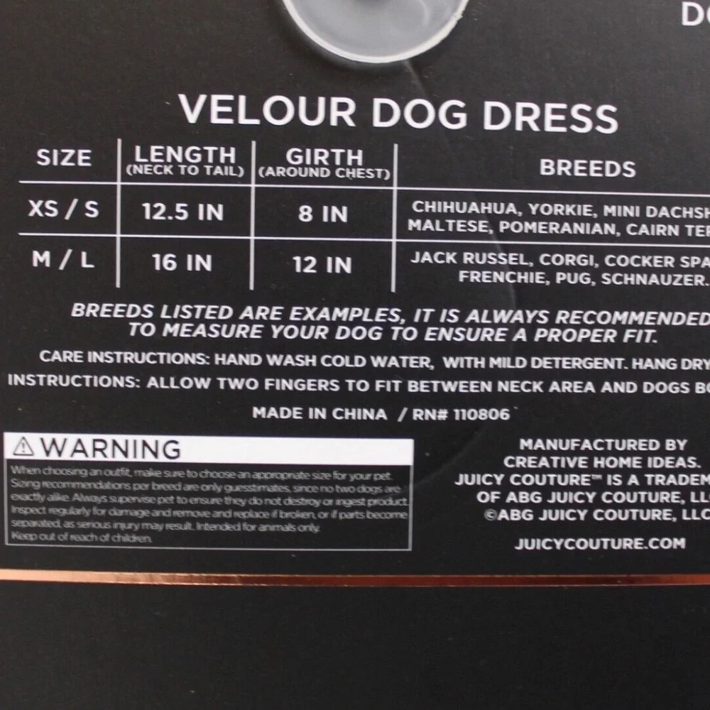 Juicy Couture Blue Terry Velour Bling Dress Pet Dog Apparel Size M/L NEW